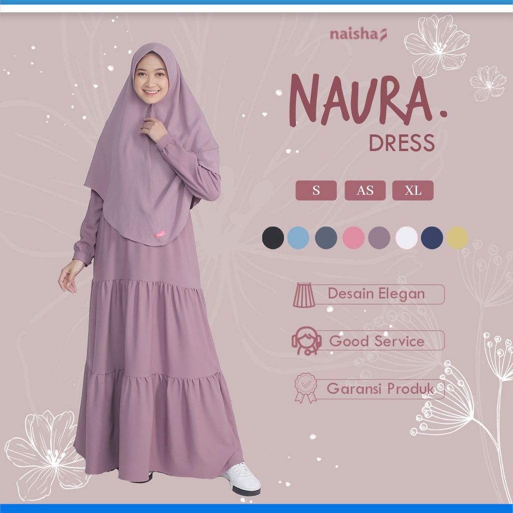 Gamis kekinian Naura/motif polos