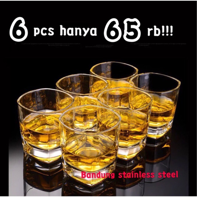 6 pcs gelas whiskey beer bir vodka kaca tebal cangkir old fashioned