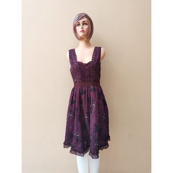 Preloved Dress Flower Purple