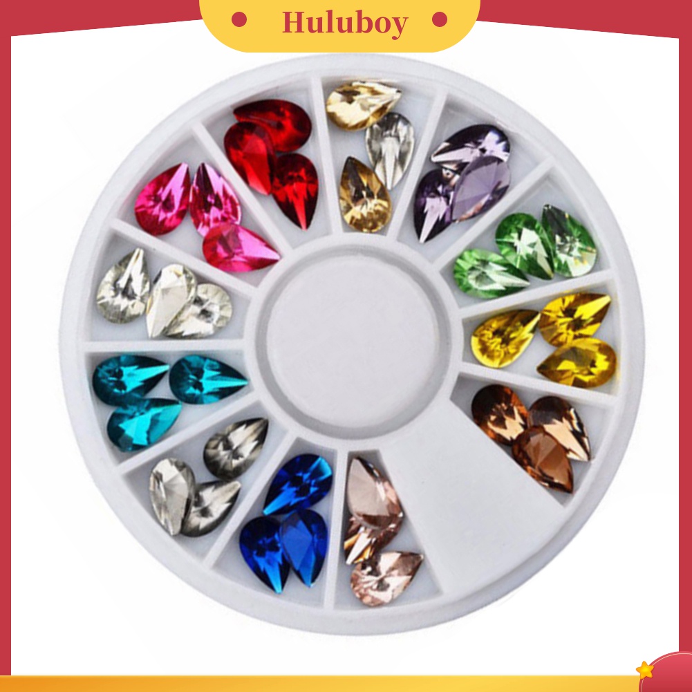 Huluboy Huluboy♡ Tempat Penyimpanan Bentuk Roda Isi Manik-Manik Kuku 3D Warna Campur