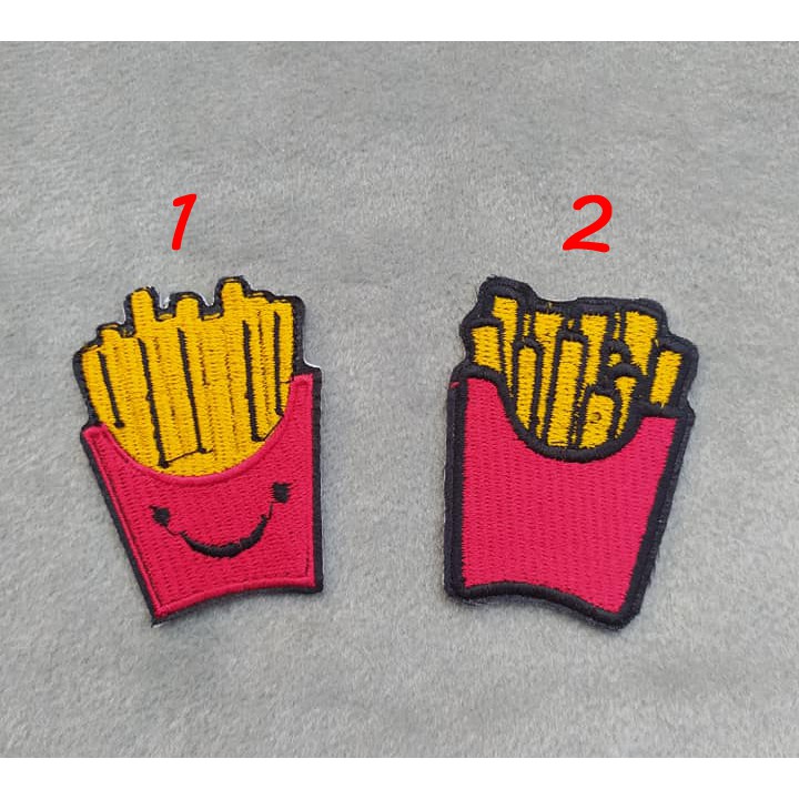 Patch Bordir French Fries / Kentang goreng Bordir IRON ON