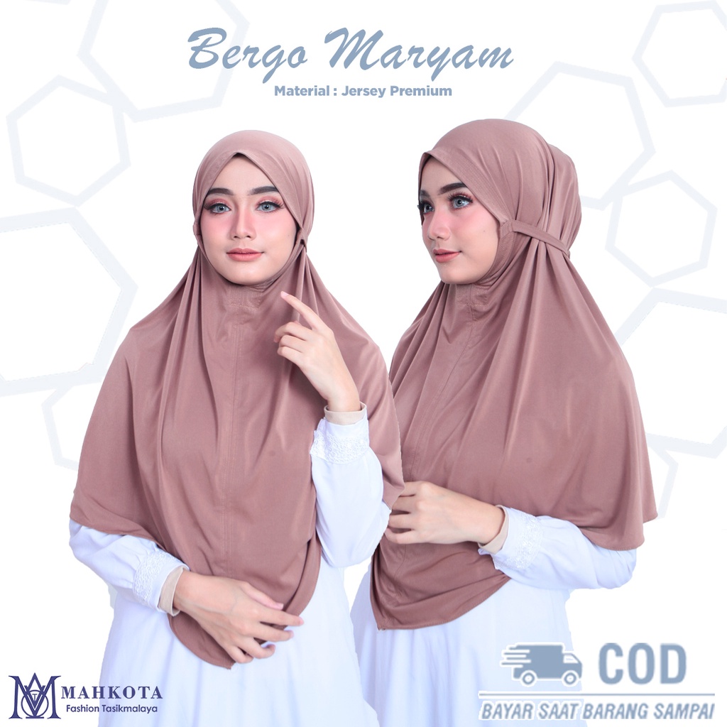 Bergo Maryam Jersey Jumbo Premium Terbaru 2021 Hijab instan kekinian Kerudung Bergo Jersey-3