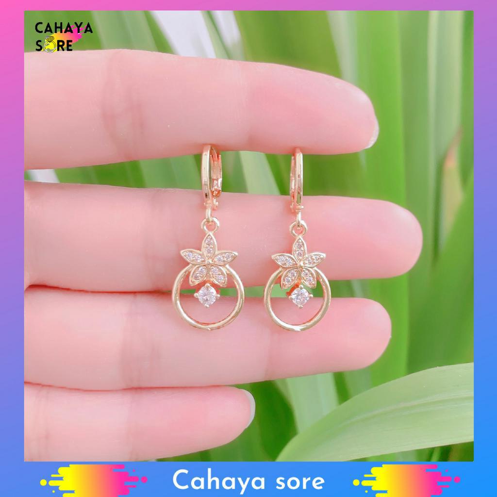 Anting Xuping Gold Anting Dewasa Model Clip Permata Love Baris AD34