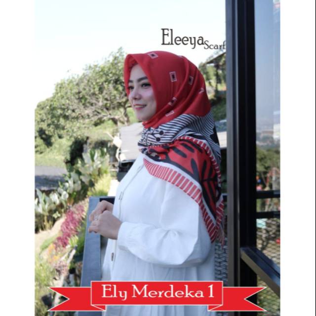 HIJAB SEGIEMPAT MERAH PUTIH || Eleeya scarf