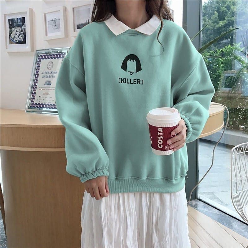 Jaket Sweater Hoodie Wanita Oversize Outerwear Pakaian Sweatshirt Korean Style Hudie Cewek KILLER-3