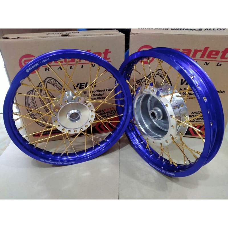 scarlet velg jari2 ring 14 paket uk depan 140x14 - uk belakang 160/14 matic mio m3/mio z/fino 125 dl