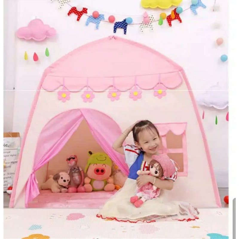 RUMAH TENDA BERMAIN ANAK MOTIF FLOWER CAMPING HOUSE PLAY TENT