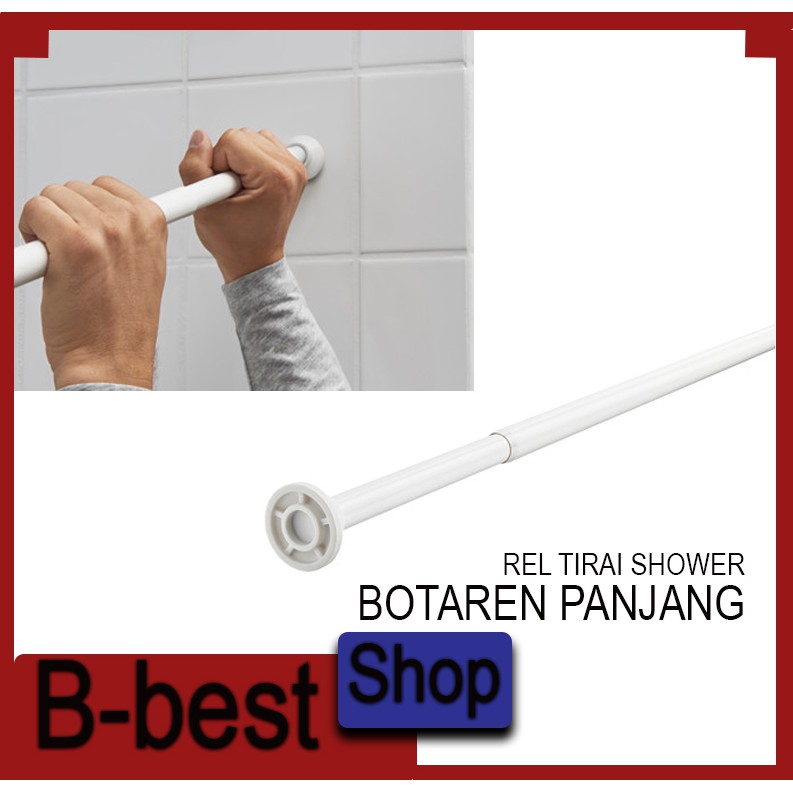 panjang BOTAREN 120-200 cm Batang Tirai Shower REL TIRAI KAMAR MANDI