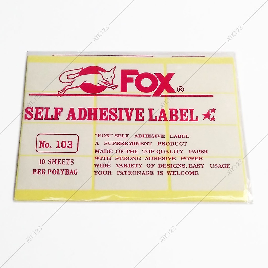 Kertas Label Stiker Fox No 103 Uk 32 X 64 Mm Persegi