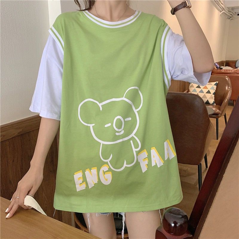 [littlecrab] Kaos Oversize Kasual Motif Koala Pink Putih Hijau Soft Color T-shirt Rompi Couple Unisex Atasan Bigsize Berkualitas Sablon Koala Eng Faa Korean Style