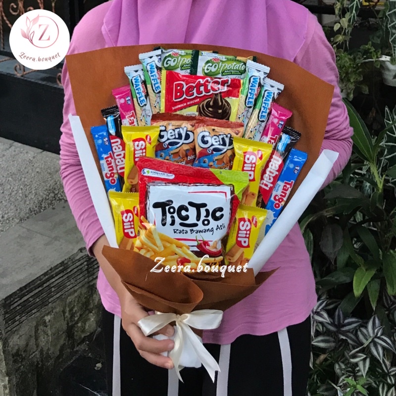 (B8) Buket snack/bouquet snack/bucket snack [INCLUDE: Greeting card+packing]