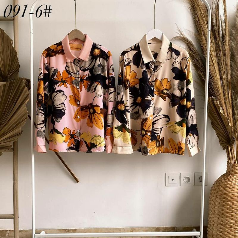 Kemeja Wanita Motif Bunga Kemeja Wanita Import Bangkok