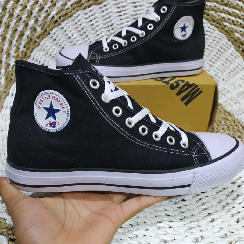 MB 805 New Master Basket Original Asli Highcut Tinggi Sepatu Sekolah Kerja Hitam Putih Black White Size 34 s/d 45 Berkualitas