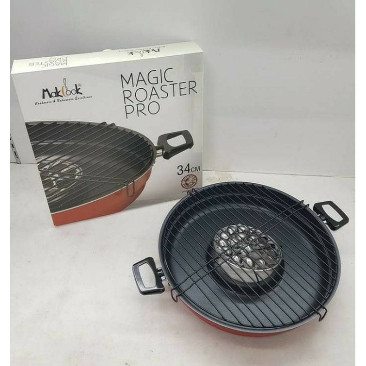 (COD/GRATIS ONGKIR) Makcook Magic roaster pro teflon 34cm alat bakar panggang serbaguna asli original