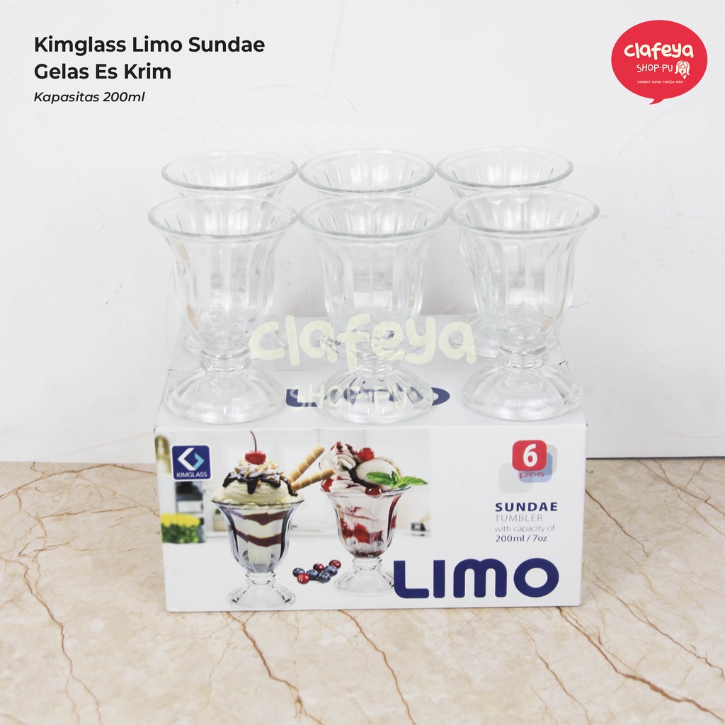 Kimglass Limo Gelas Ice Cream Sundae Isi 6 - Gelas Ice Cream Limo  FTS722