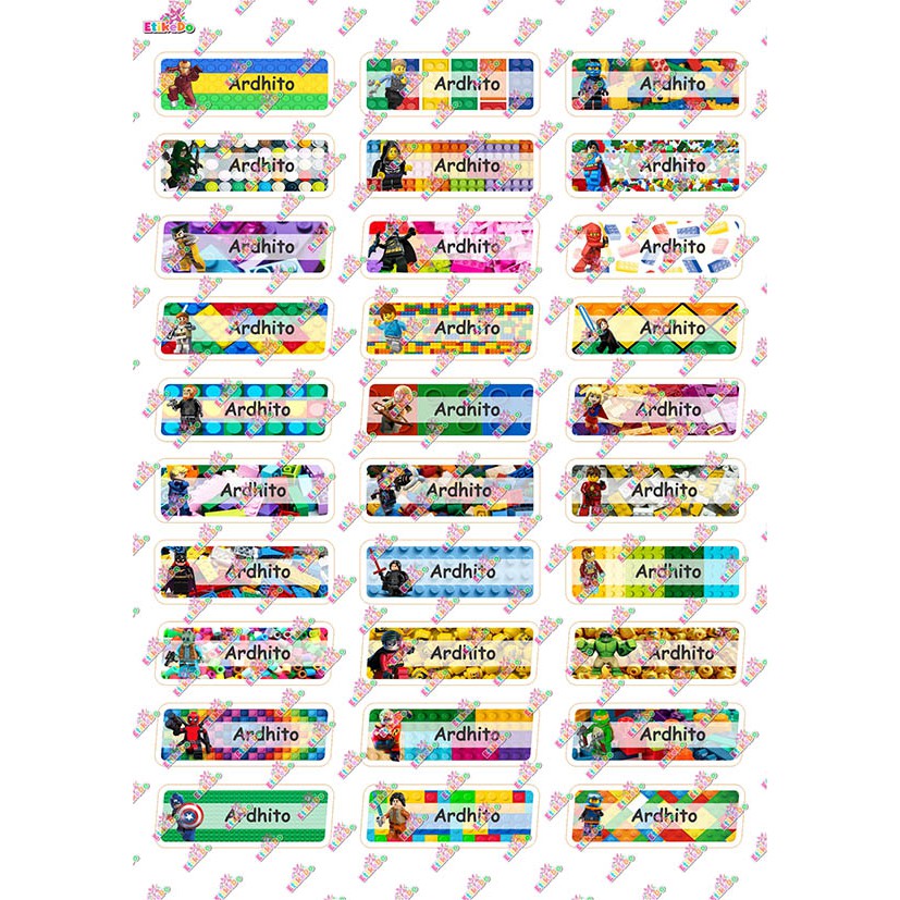 

LABEL NAMA LEGO 120 STIKER - ANTI AIR/ROBEK/LUNTUR -4 Nama LG1S4