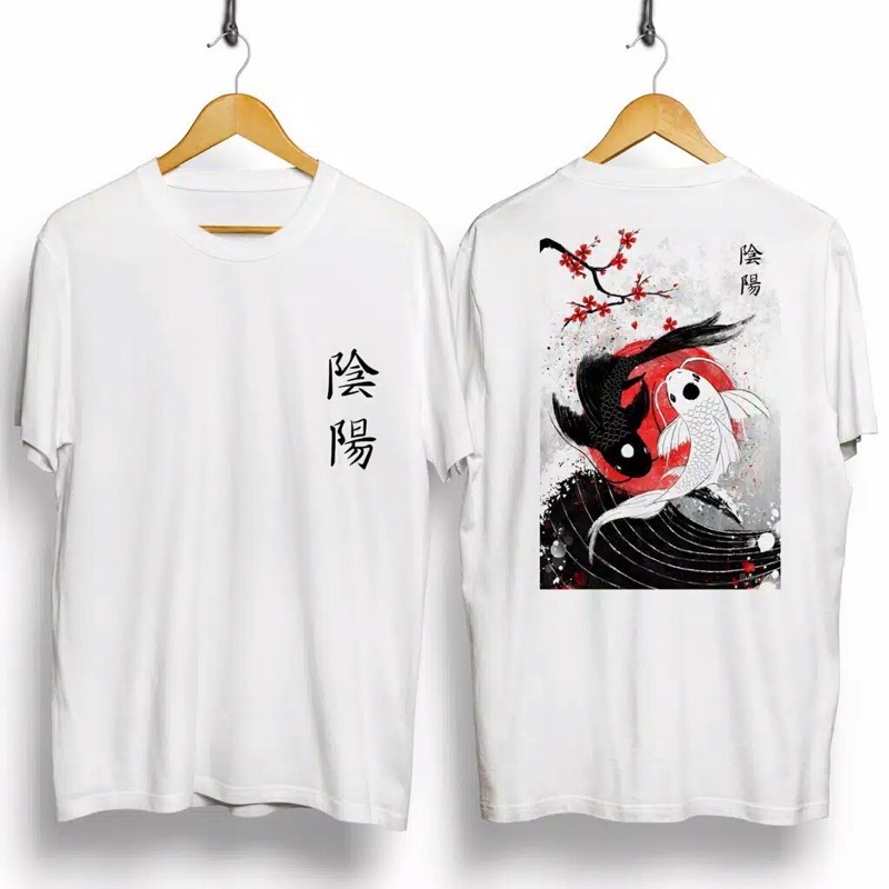 YIN YANG KAOS YIN YANG JEPANG BAJU KAOS T SHIRT PRIA WANITA DISTRO GAMBAR IKAN KOI JEPANG YIN YANG