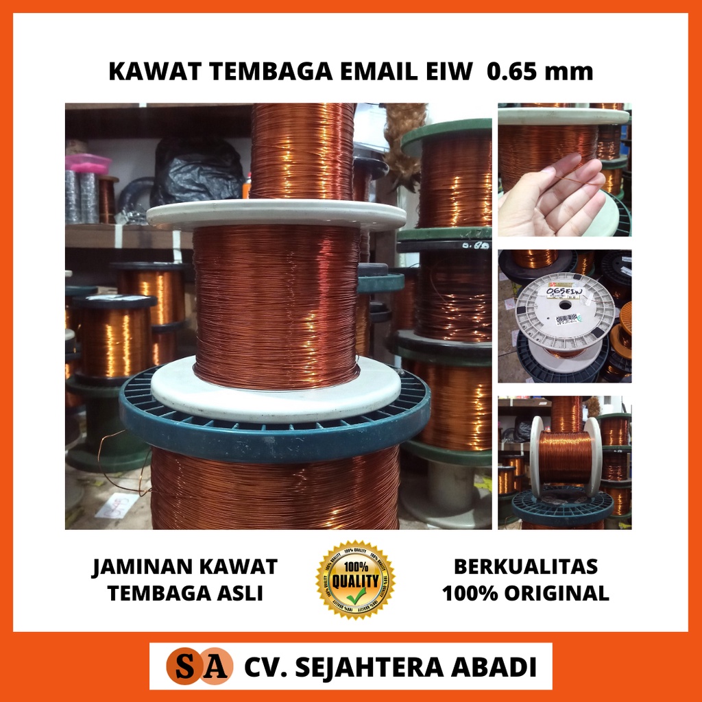 JAMINAN KAWAT TEMBAGA ASLI MERK EIW Kawat Tembaga Email Ukuran Tebal Kawat 0.65 0,65 mm 0.65mm 0,60m