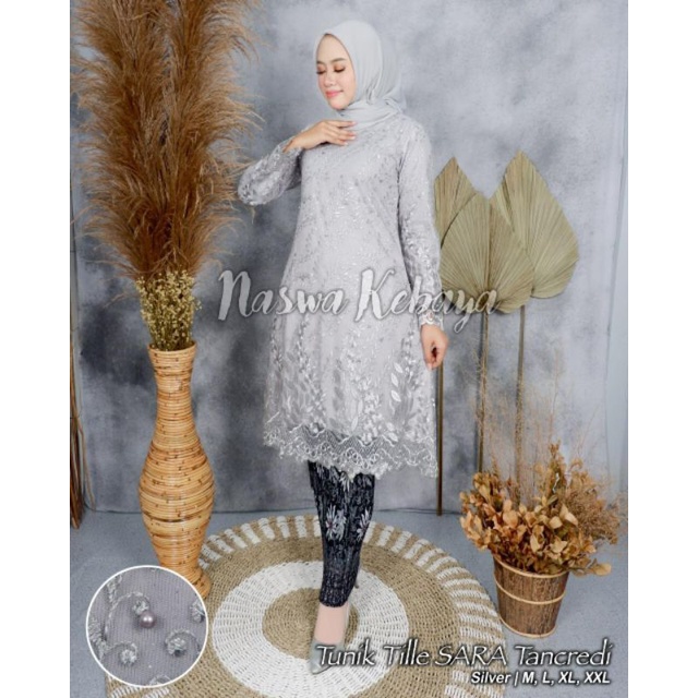 SET KEBAYA BAJU TUNIK SARA- KEBAYA TULLE BORDIR-TUNIK KEBAYA