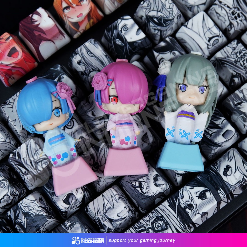 Keycaps Re:Zero Ram Rem Emilia - Re Zero Mechanical Keyboard