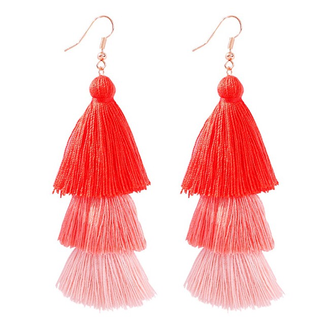 LRC Anting Gantung Fashion Brown Fringed Color Earrings F78003