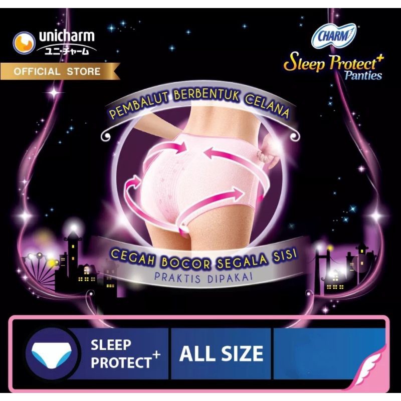 CHARM SLEEP PROTECT PEMBALUT BERBENTUK CELANA ALL SIZE ISI 2 PADS