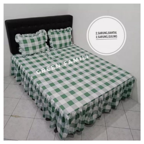 Sprei ukuran no 1 King/Single Motif Kotak Aesthetic bahan katun halus dan tebal