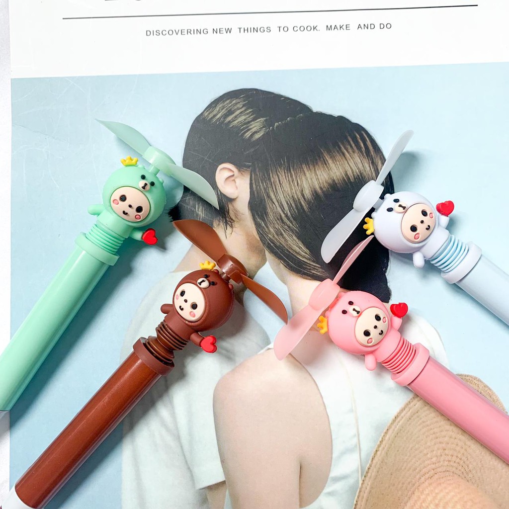 Kipas dengan pulpen bentuk boneka lucu gel kipas mini alat tulis sekolah unik souvenir JAKARTA COD-1
