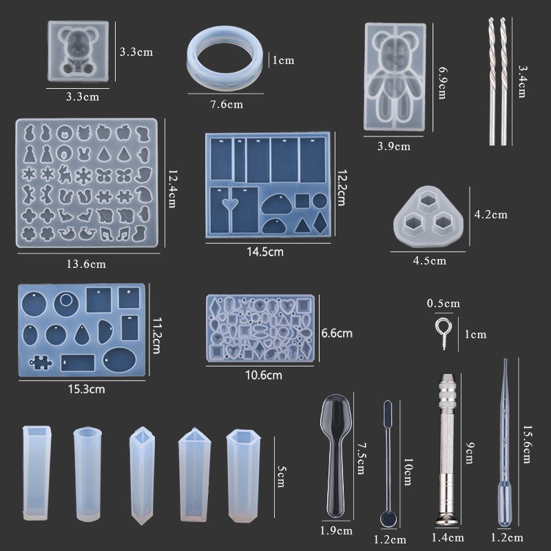 SET SET Epoxy Resin Cetakan Kit Silikon Epoxy Cetakan Set Beruang Casting Cetakan Glitter Power Set untuk epoxy Perhiasan Membuat Persediaan DIY