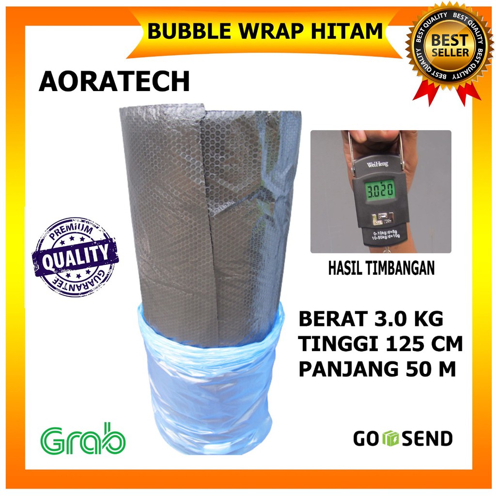 Bubble Wrap Hitam TEBAL 125CM X 50 M Khusus GOSEND / GRAB PER 1 ROLL