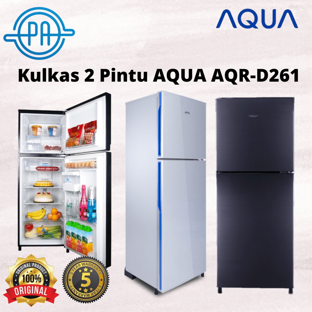 KULKAS AQUA JAPAN AQRD 261 LEMARI ES 2 PINTU AQRD261 LOW WATT