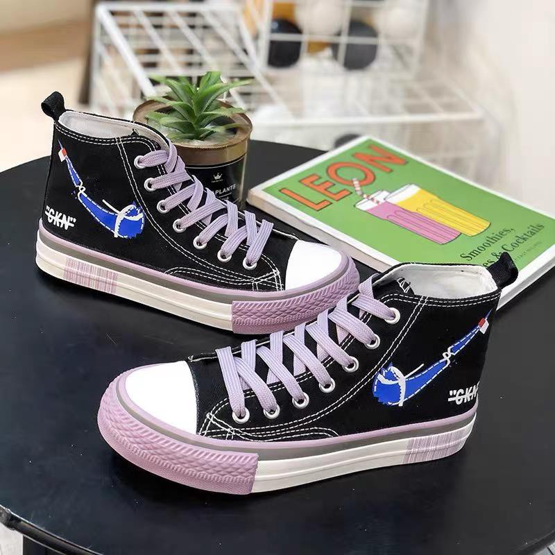 Free Box Sepatu NS609 sepatu sneakers wanita import  sneakers kanvas sneakers high knee