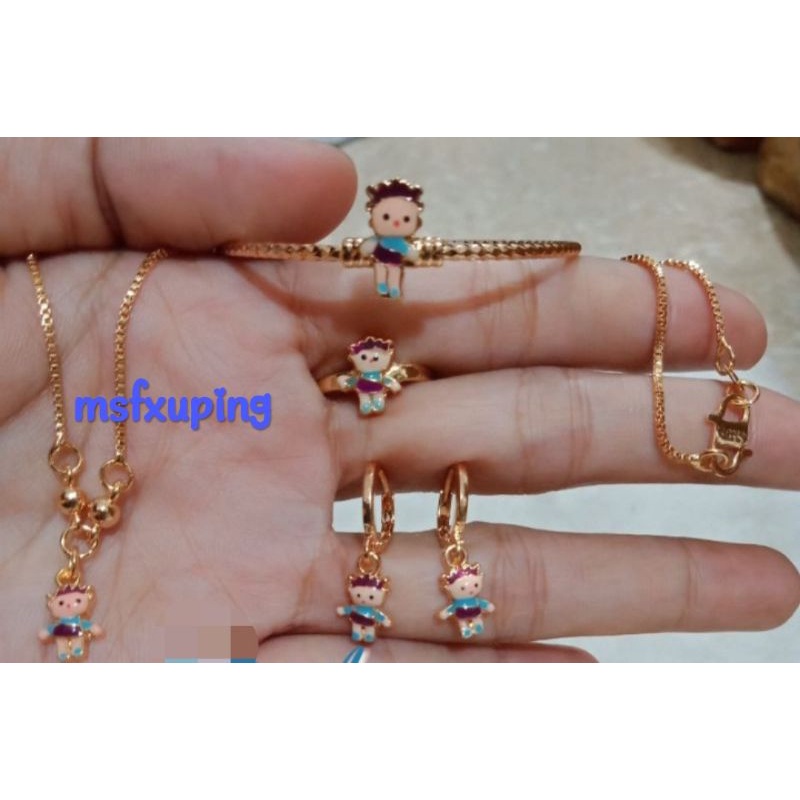 SET LOL WARNA BIRU LAPIS EMAS 24K