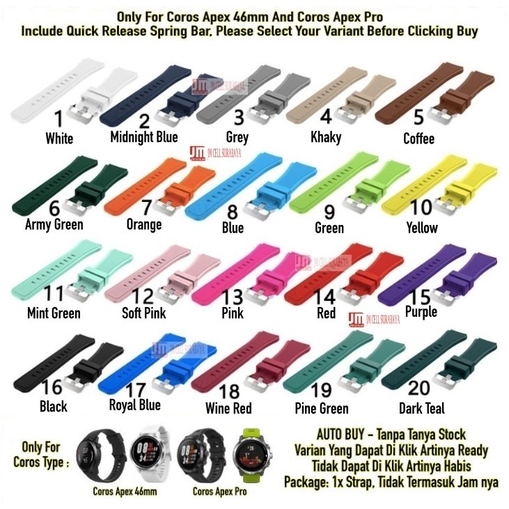 Tali Jam Watch Strap Coros Apex 46mm / Apex Pro - Rubber SIlikon