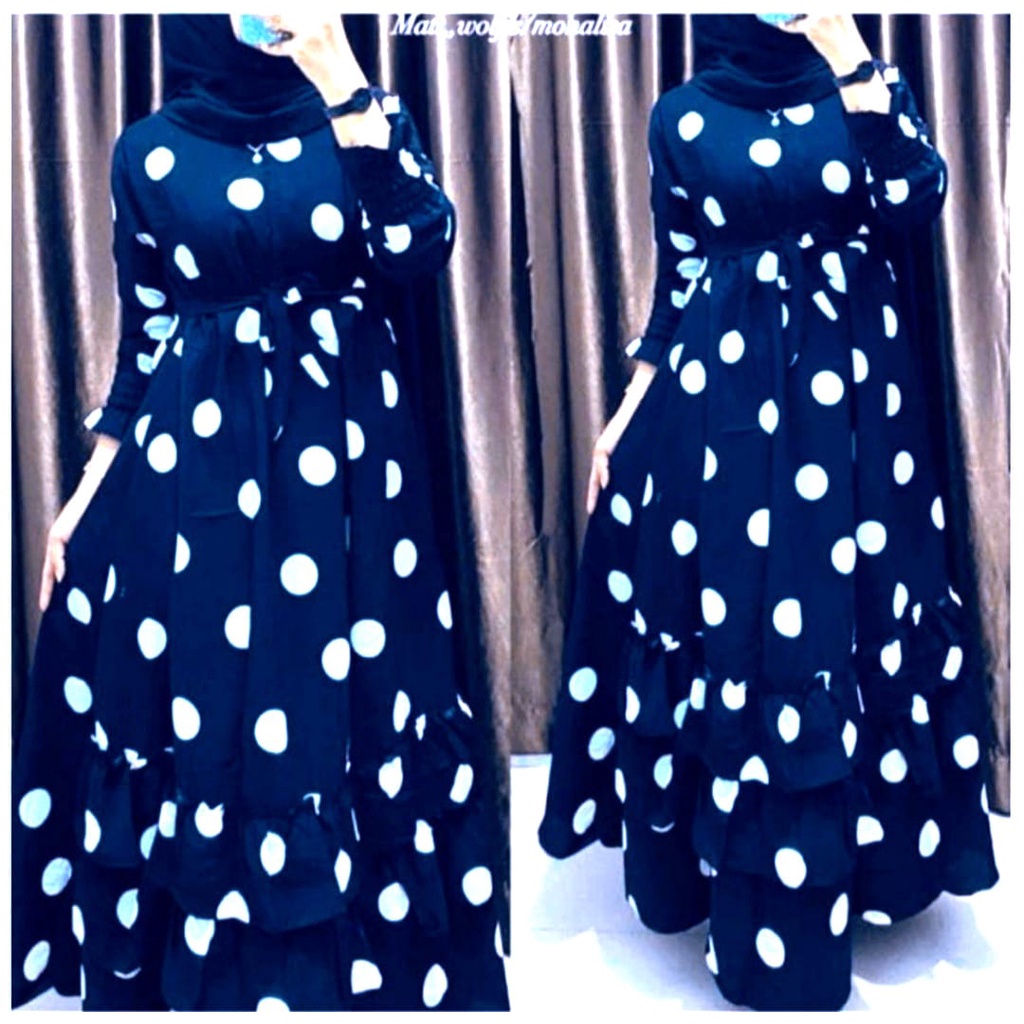 LANGSUNG KIRIM Big Size XXXL - Gamis Mayung Polkadot / Gamis Kekinian Terlaris   / Gamis Mayung Polkadot Rempel