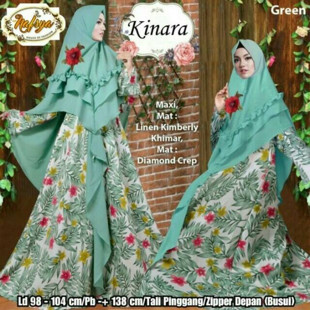 Gamis Dress Kinara Set Syari Ori Nafsya Longdress Maxi