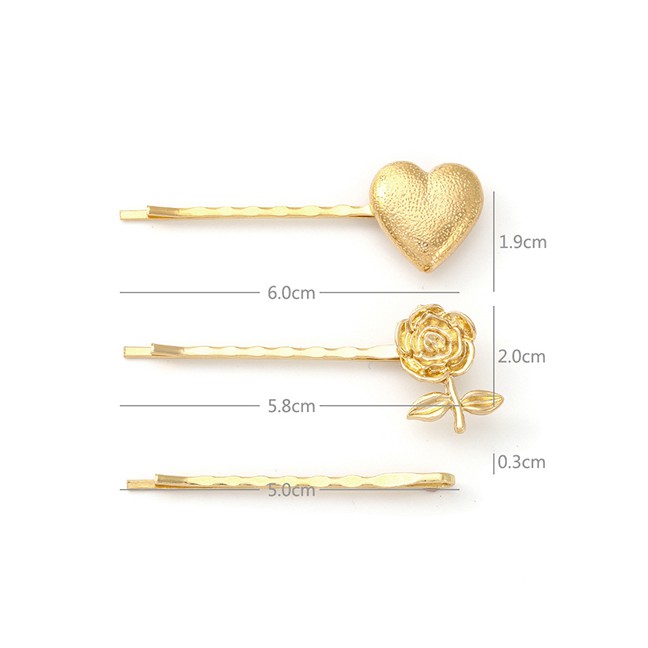 LRC Anting Tusuk Fashion Gold Love Pearl Rose Hair Clip F61524