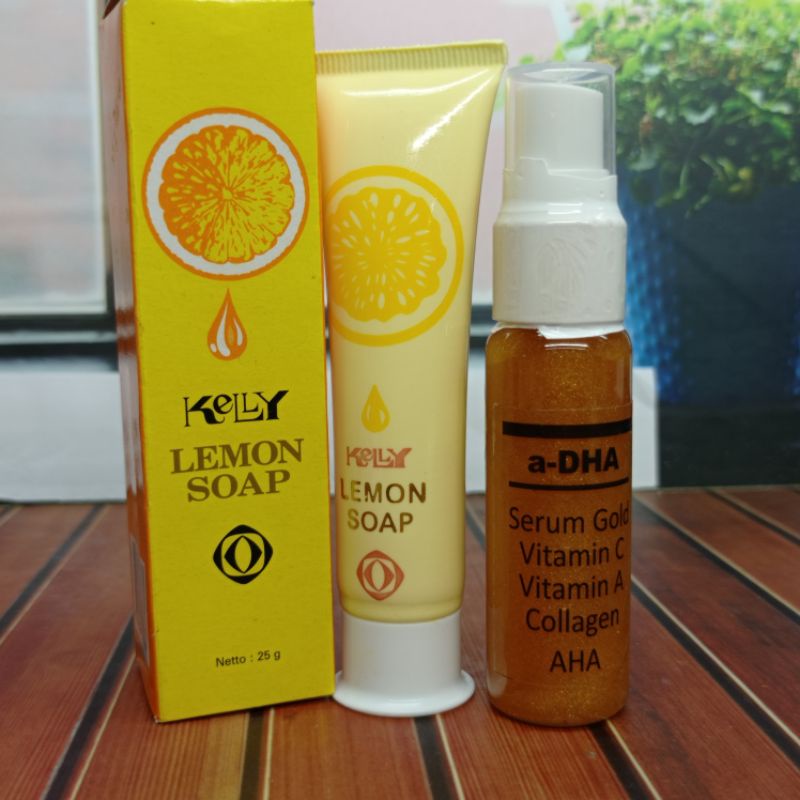 PAKET KELLY KOMPLIT 4IN1 ORIGINAL BPOM | LEMON SOAP 25G+ SERUM GOLD+CREAM KELLY 5G+BEDAK KELLY