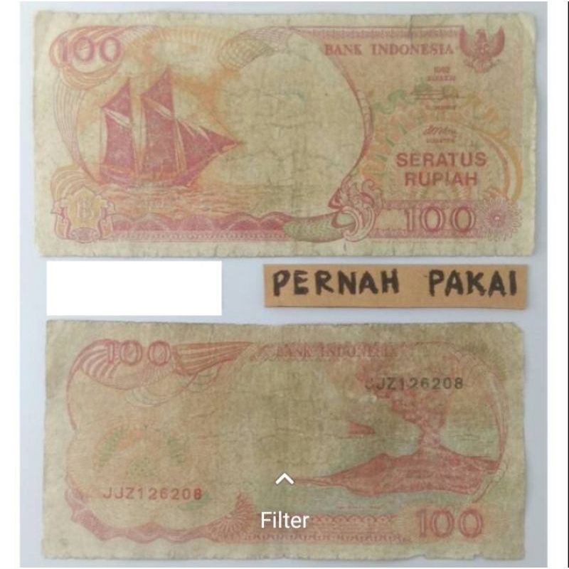Rp 100 rupiah perahu pinisi 1992 bukan perahu layar uang kertas kuno phinisi duit jadul