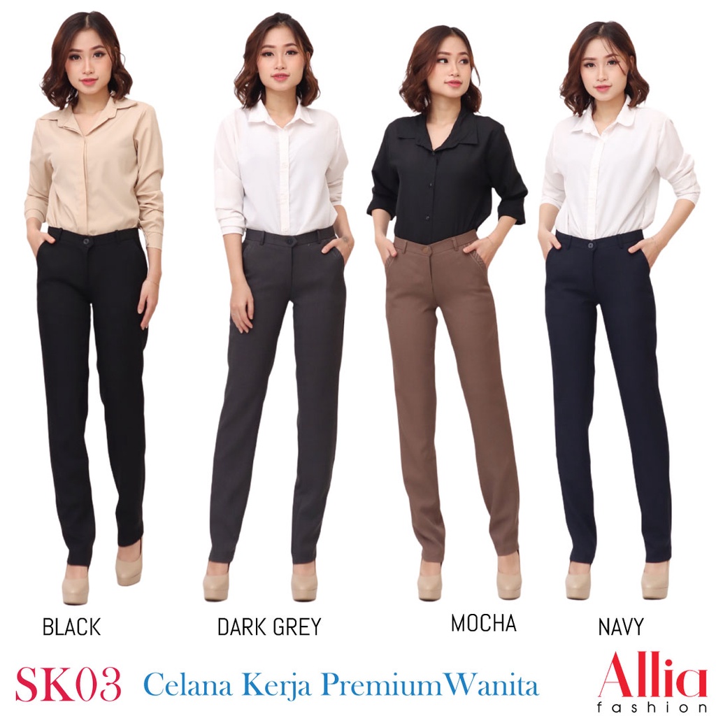 Celana Kerja Wanita ALLIA SK03 Black M - 7L Celana kantor wanita / celana bahan kerja wanita