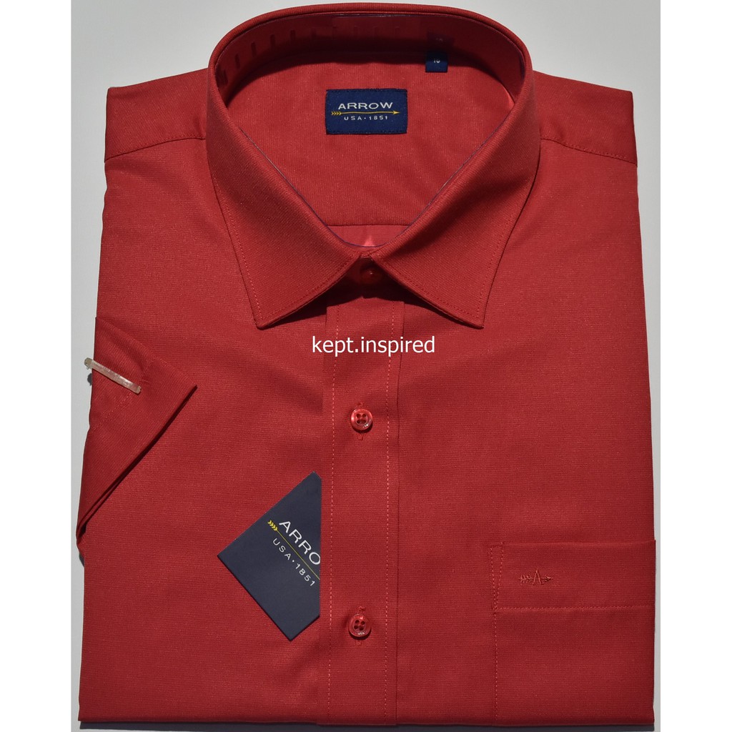ARROW Kemeja Pria Formal Lengan Pendek Merah Reguler BSS 167 Kemeja Murah