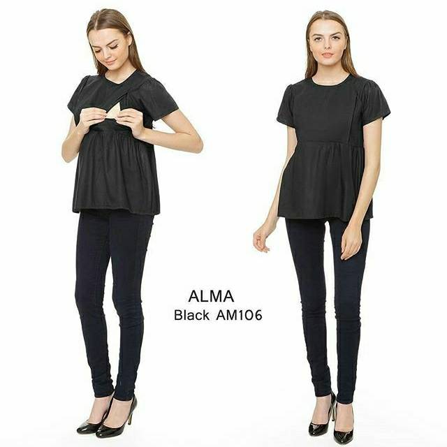 Baju Hamil Menyusui Alma AM106 Black Pakaian Wanita ...