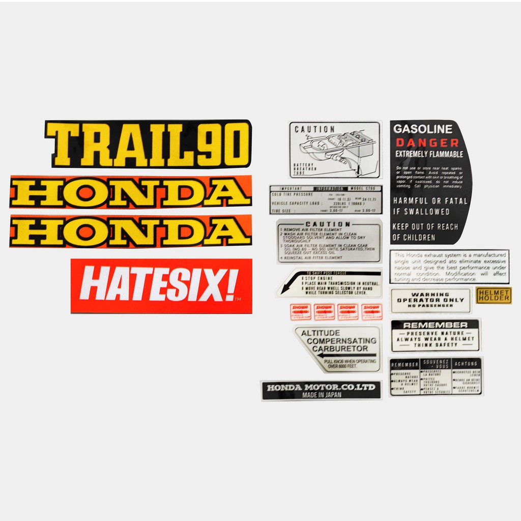 Sticker Decal Tempelan Honda  CT CT110 CT90 1976 Trail Hatesix