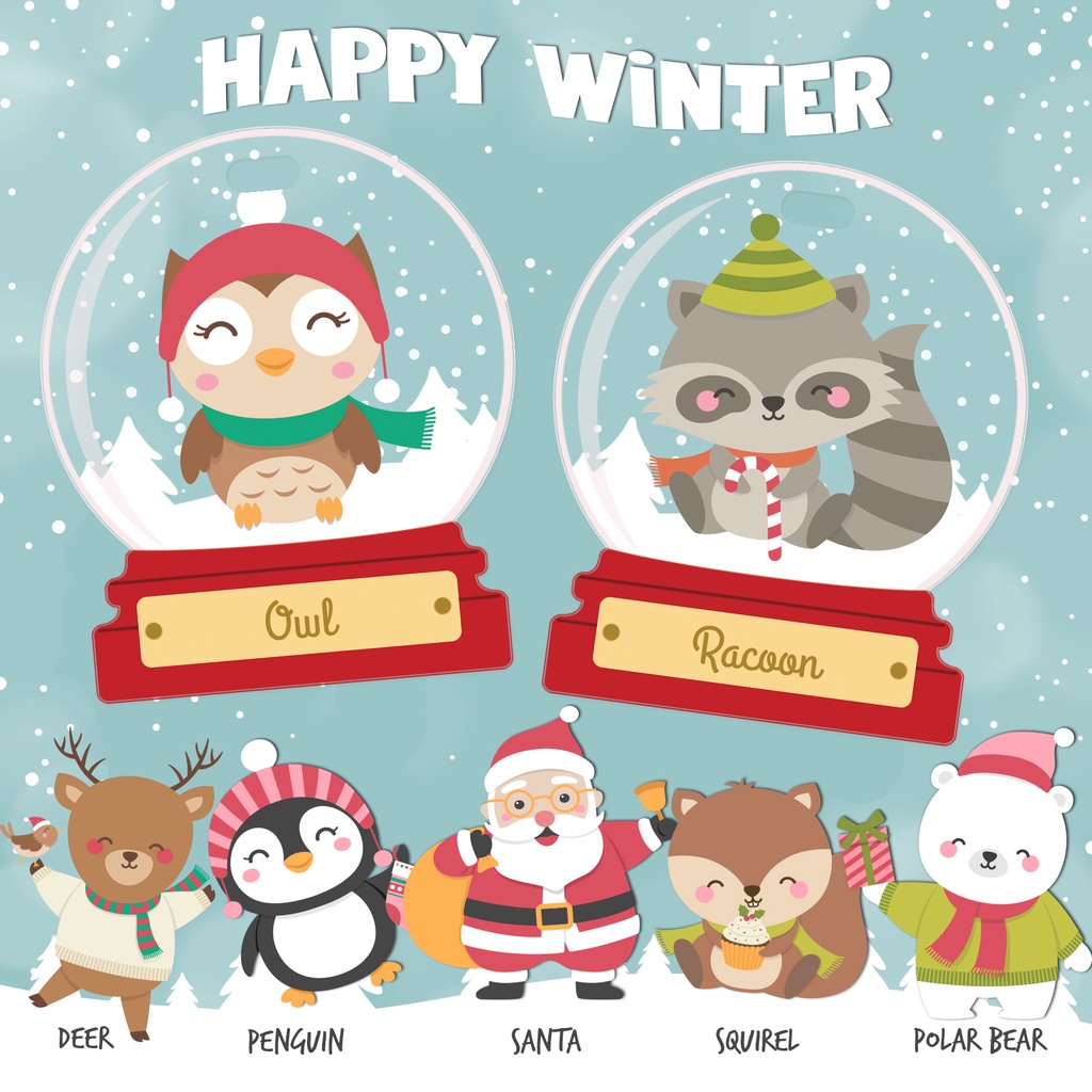 Bagtag Luggage Tag Christmas Winter Animal Cute Kids Gantungan Tas Anak souvenir kado natal christmas gift party favor goodie bag