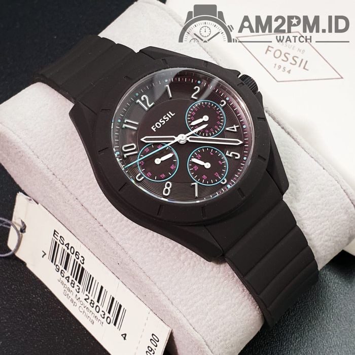 Suplier Fossil Poptastic Sport Multifunction Black Silicone ES4063 Ori