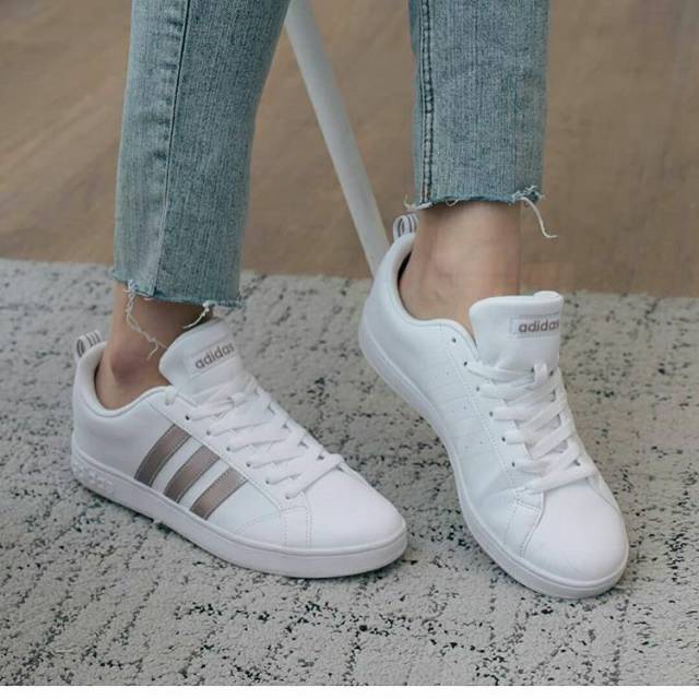 adidas neo advantage white rose gold