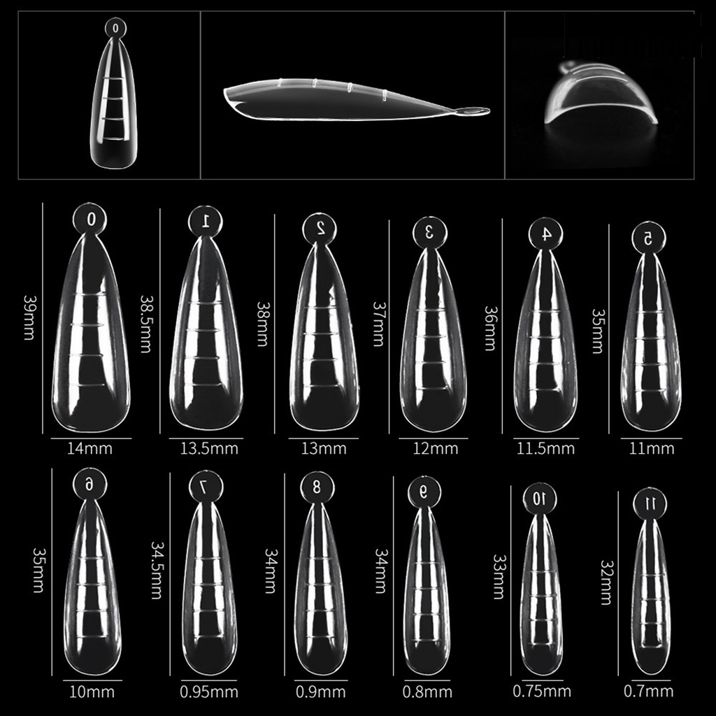 Providence 60Pcs Artificial Nail Tips Graduated Extend Nails Clear Coffin Shape Quick Building Nail Mold Tips for Manicure