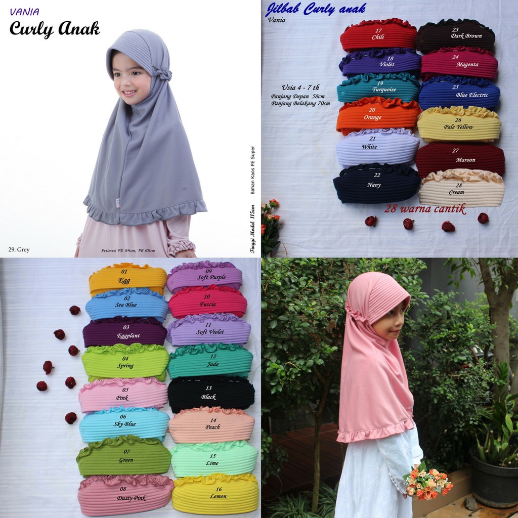 Jilbab anak Vania Curly (All size untuk usia 4-7 tahun)