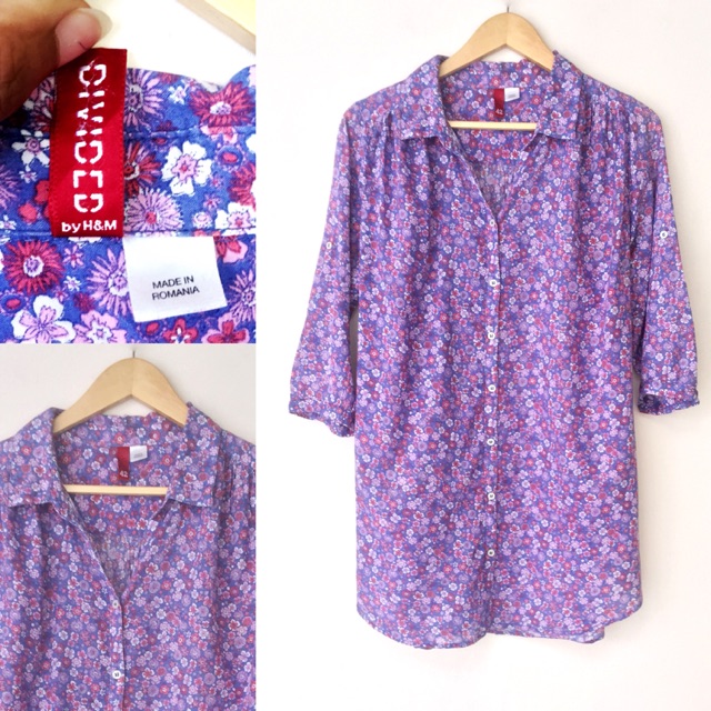 Kemeja tunik wanita motif bunga ORI H&M
