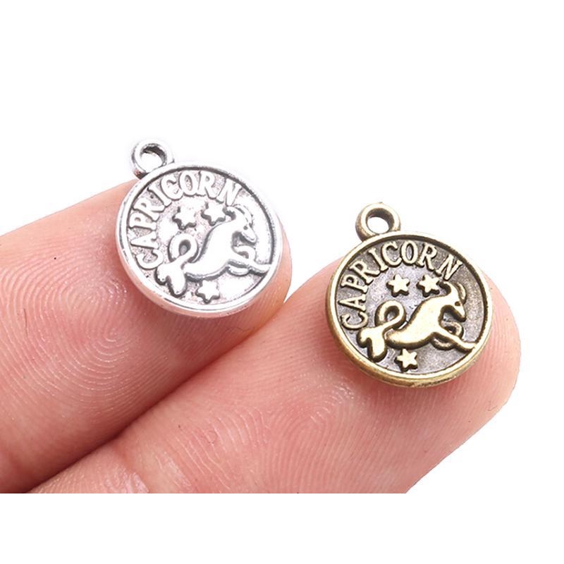 1Pcs Twelve Constellations Round Pendant Charm Zodiak